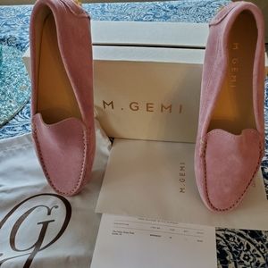 M. Gemi Felize Pink Suede Moccasin Flats sz 6 NEW